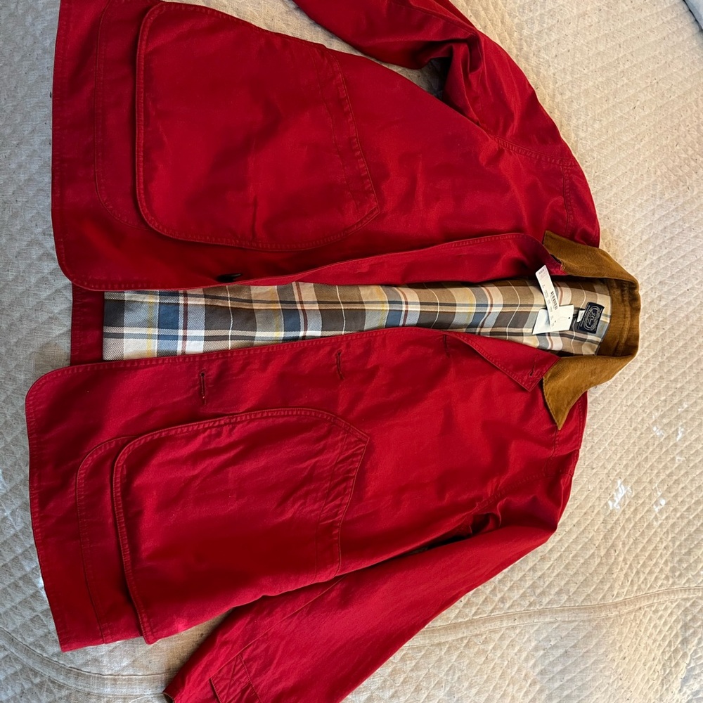 J. Crew Red Jacket with Brown Collar